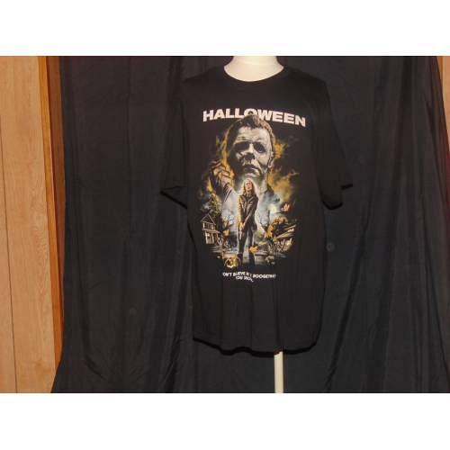 pre-owned-mens/unisex sz xl-novelty t-shirt-halloween-michael myers-fright rags-look!