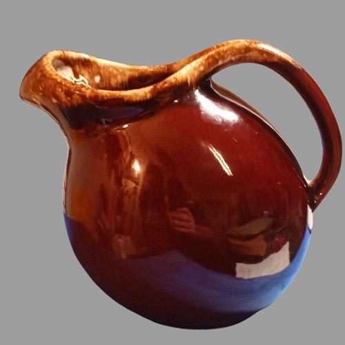 Hull Brown Drip Water Pitcher USA Lip/Ice Spout Vintage Mid Century Pottery