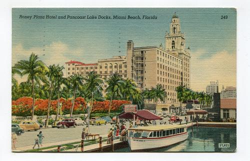 Roney Plaza Hotel and Pancoast Lake Docks, Miami Beach, Florida