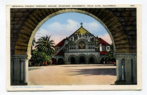 Memorial Church Through Arcade, Stanford University, Palo Alto, California