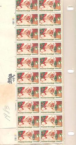 1983 Season's Greetings USA 20 cent stamps
