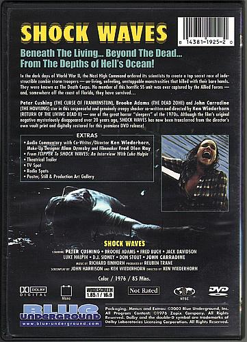 SHOCK WAVES Peter Cushing Brooke Adams USED DVD Nazi Zombies