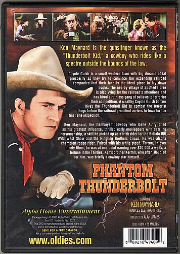 PHANTOM THUNDERBOLT Ken Maynard USED Western DVD Alpha Video
