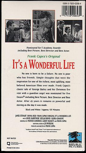 IT'S A WONDERFUL LIFE James Stewart NEW VHS Video Frank Capra's Classic