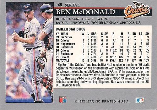 1992 Leaf Series 1 #145 Ben McDonald