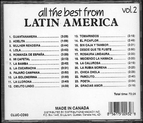 ALL THE BEST FROM LATIN AMERICA VOLUME 2 Latin Music USED CD