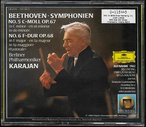 BEETHOVEN: SYMPHONIES NOS. 5 & 6 PASTORAL Berlin Philharmonic - Karajan NEW CD