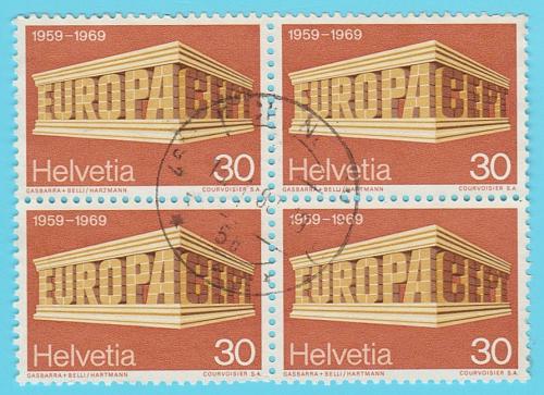 [SW050A] Switzerland: Europa/CEPT (1969) used block of 4