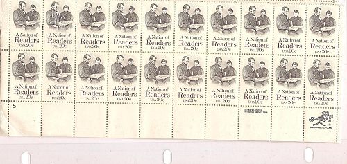 1984 A Nation of Readers 20 cent stamps