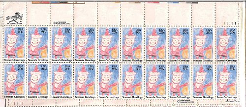 1984 Christmas USA Season Greetings 20 cent stamps