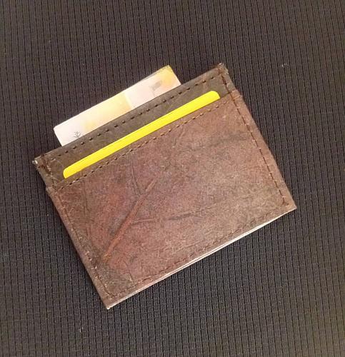 ECO SMART SLIM WALLET BROWN VEGAN LEAF LEATHER CASUAL TRAVEL CARD HOLDER
