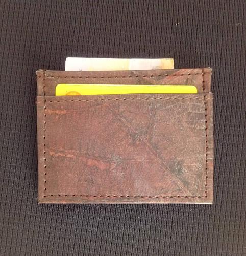 ECO SMART SLIM WALLET BROWN VEGAN LEAF LEATHER CASUAL TRAVEL CARD HOLDER