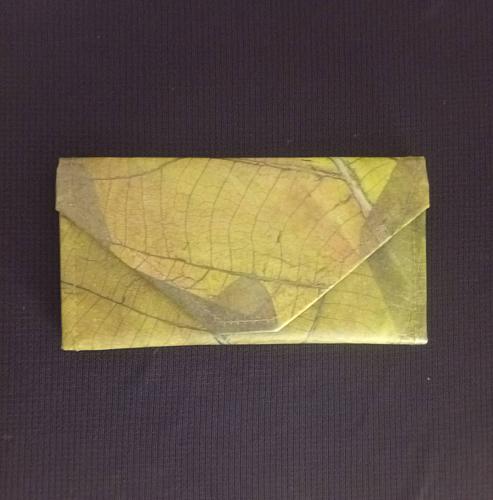ENVELOP WALLET VEGAN LEATHER REAL LEAF LEATHER WOMAN FOLDABLE WALLET