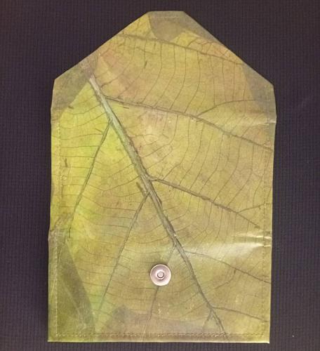 ENVELOP WALLET VEGAN LEATHER REAL LEAF LEATHER WOMAN FOLDABLE WALLET