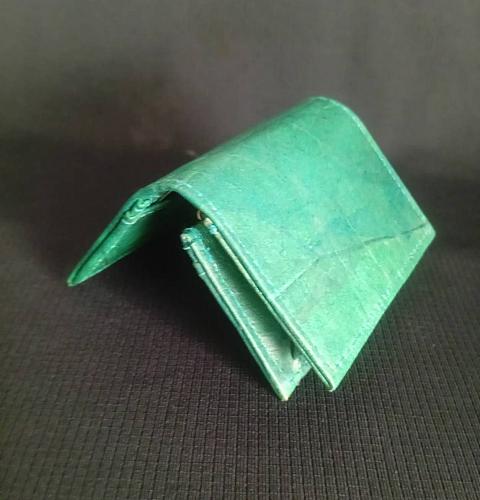 GREEN MAGNET NAME CARD WALLET LEAF LEATHER NAME CARD HOLDER NOTE HOLDER WALLET