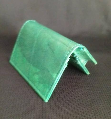 GREEN MAGNET NAME CARD WALLET LEAF LEATHER NAME CARD HOLDER NOTE HOLDER WALLET