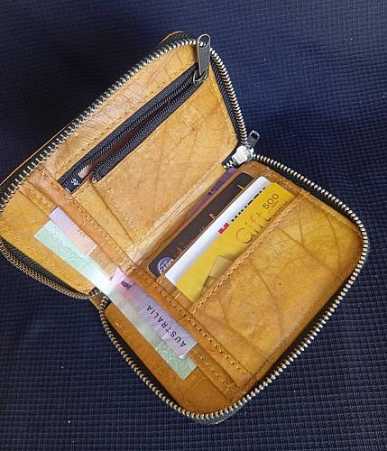 SMALL SMART ZIP-AROUND ORGANIZAER WALLET LEAF LEATHER POCKET SLOT WALLET HANDICRAFT