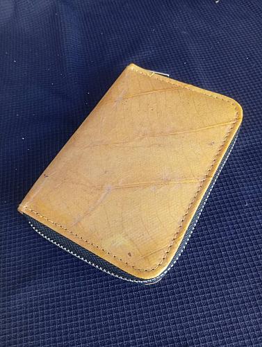 SMALL SMART ZIP-AROUND ORGANIZAER WALLET LEAF LEATHER POCKET SLOT WALLET HANDICRAFT