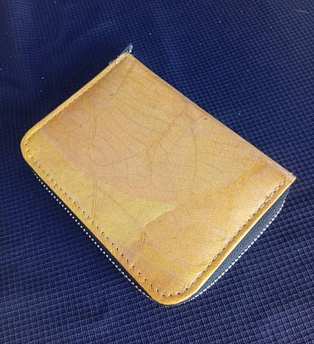 SMALL SMART ZIP-AROUND ORGANIZAER WALLET LEAF LEATHER POCKET SLOT WALLET HANDICRAFT