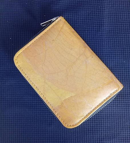 SMALL SMART ZIP-AROUND ORGANIZAER WALLET LEAF LEATHER POCKET SLOT WALLET HANDICRAFT
