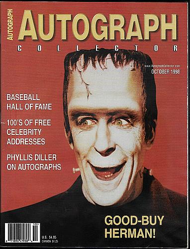 AUTOGRAPH COLLECTOR Magazine October 1998 Issue HERMAN MUNSTER Cover