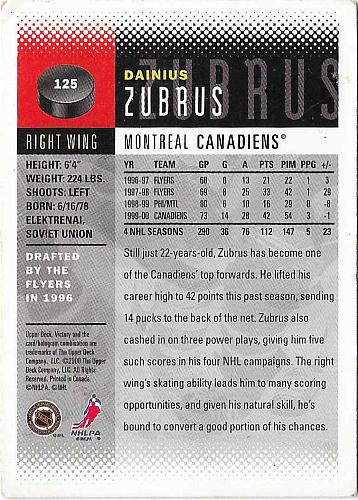 Danus Zubrus - Montreal Canadiens - Upper Deck Victory