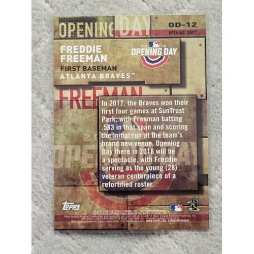 mt-2018 topps opening day baseball insert #od-12 freddie freeman-braves-mlb