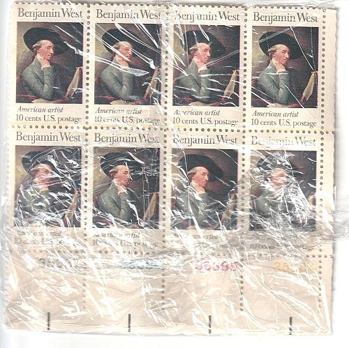 1975 Benjamin West American artist 10 cent stamps