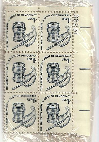 1977 The Ability to Write - A Root of Democracy 1 cent stamps