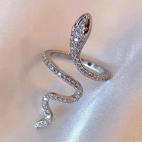 925 Sterling Silver Zircon Snake Bypass Ring