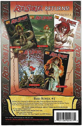 RED SONJA No. 0 Dynamite Entertainment GREG LAND Cover