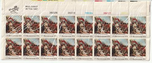1975 U.S. Bicentennial Bunker Hill 10 cent stamps