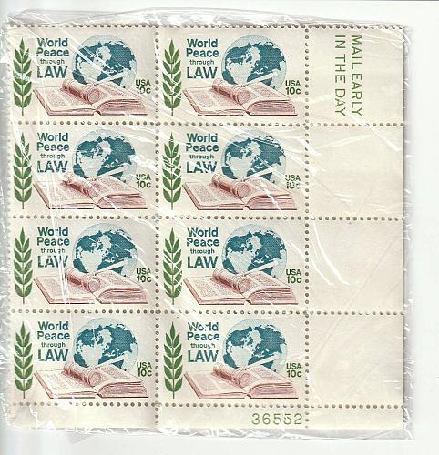 1975 World Peace Through Law 10 cent stamps
