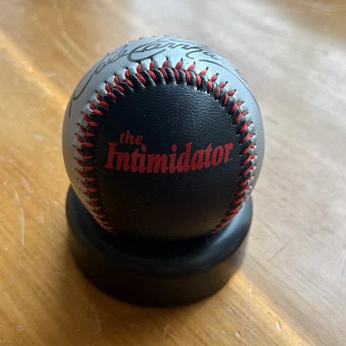 used-dale earnhardt sr.-#3-the intimidator-baseball-with cover& stand-nascar-ex