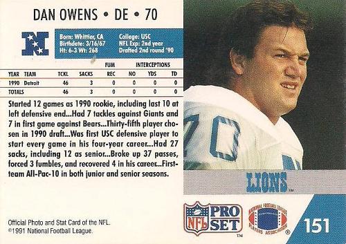 1991 Pro Set #151 Dan Owens