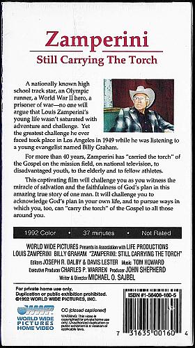 ZAMPERINI - STILL CARRYING THE TORCH Louis Zamperini NEW VHS Video