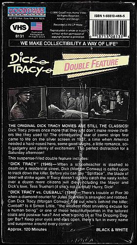 DICK TRACY DOUBLE FEATURE Dick Tracy Vs. Cueball NEW VHS Video