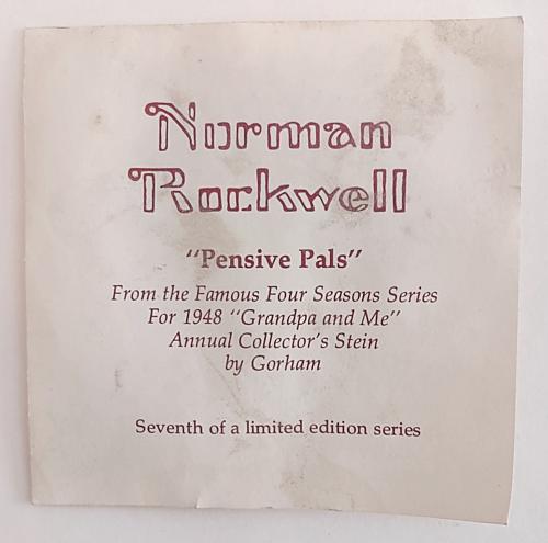Norman Rockwell Stein Mug "Pensive Pals" From the Famous Four Seasons Series For 1948
