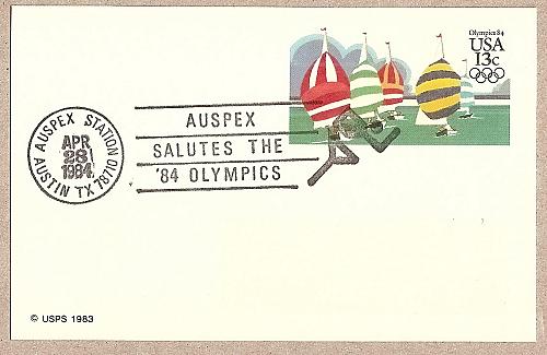 USA: AUSPEX 84 Fancy Cancel on a UX100 Postal Card