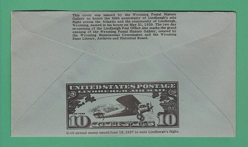 USA: Cachet cover bearing Sc #1710 honoring Chas. Lindbergh - 2 scans