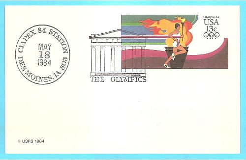 USA: CIAPEX '84 Stamp Show Fancy Cancel on a UX102 Postal Card