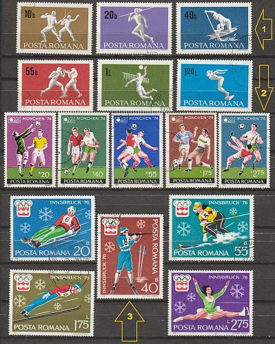 Sports Topical Collection: 6 short sets, 31 all different stamps, CTO - 2 scans