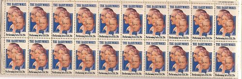 1982 The Barrymores 20 cent stamps