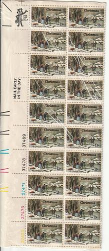 1976 Christmas Currier's Winter Pastim 13 cent stamps