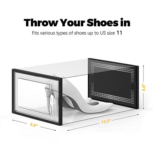 SEE SPRING X-Large Shoe Storage Box Fit Size 11 Clear Plastic Stackable Shoe ...