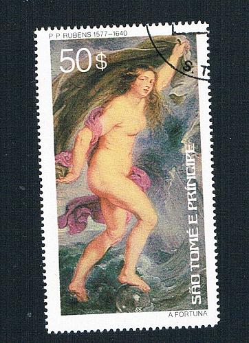 St Thomas & Prince 446 Used Painting Ruben Nudes 1977 CV 4.75 (BP81801)