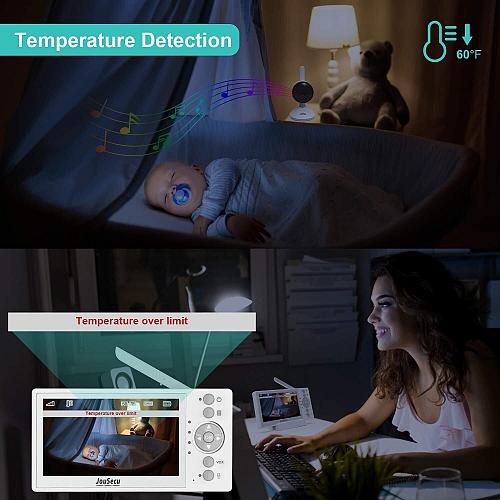JouSecu Baby Monitor with 2 Cameras Video Baby Monitor 4.3 Inches LCD Split S...