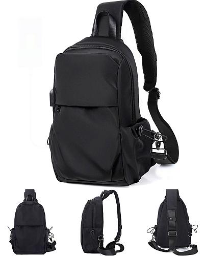 SEAFEW Small Black Sling Crossbody Backpack Shoulder Bag for Men Women Lightw...