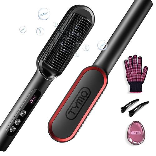 TYMO Ring Plus Ionic Hair Straightener Brush - Straightening Comb with Negati...