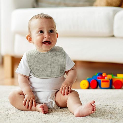 POIKSHARK 6-Pack Muslin Baby Bibs for Unisex Boys Girls Solid Colors Soft Cot...